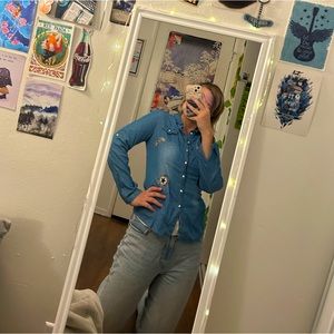 Long Sleeve Denim Button Down Shirt